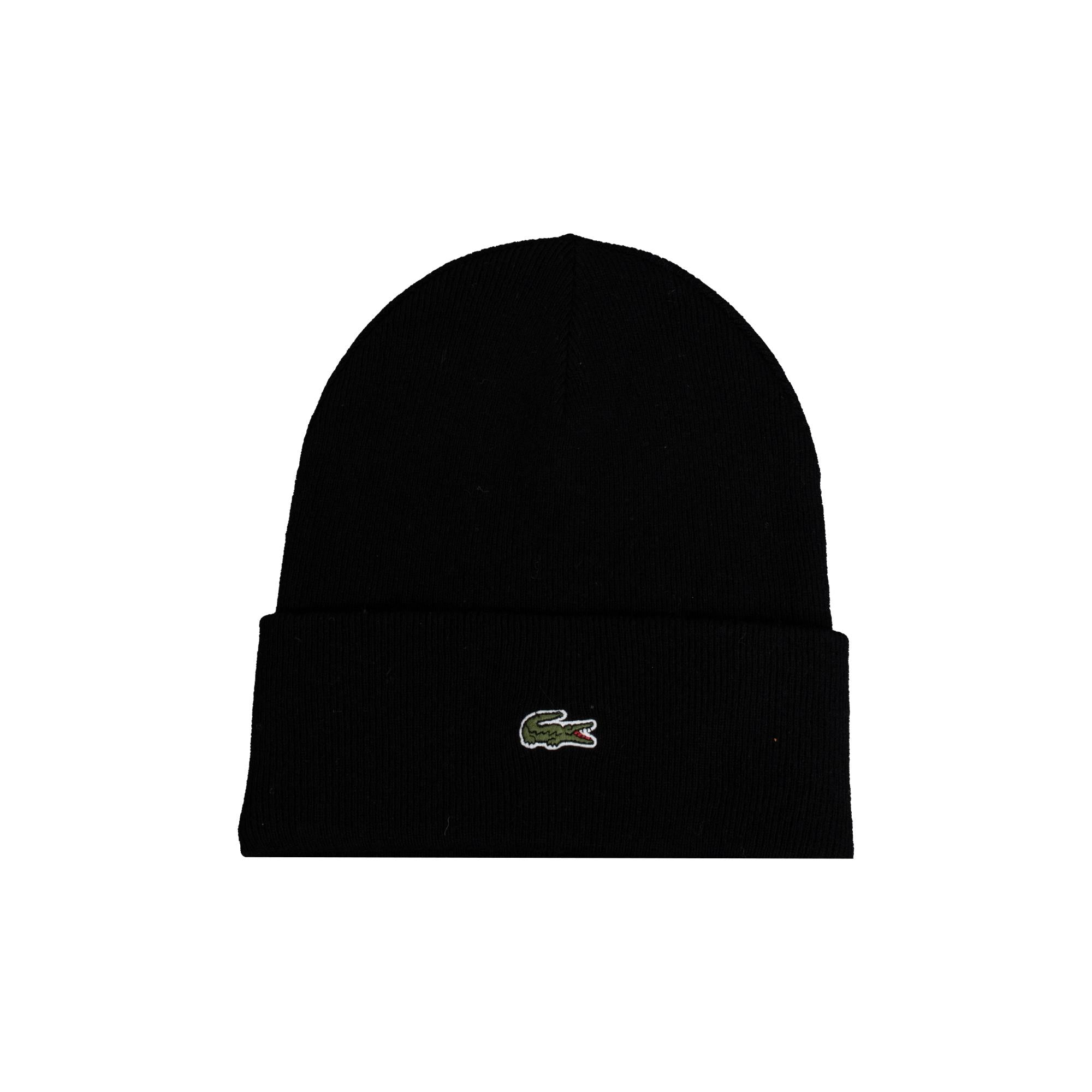 Lacoste Cuffed Wool Beanie Black